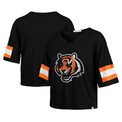 Cincinnati Bengals '47 Women's Double Header Scout Cropped V-Neck T-Shirt - Black sale