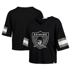 Las Vegas Raiders '47 Women's Double Header Scout Cropped V-Neck T-Shirt - Black discount