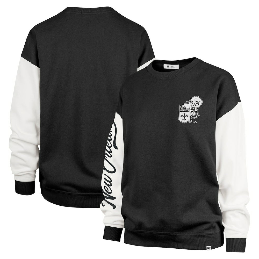 New Orleans Saints '47 Women's Double Header Rise Andie Pullover Sweatshirt - Black for sale