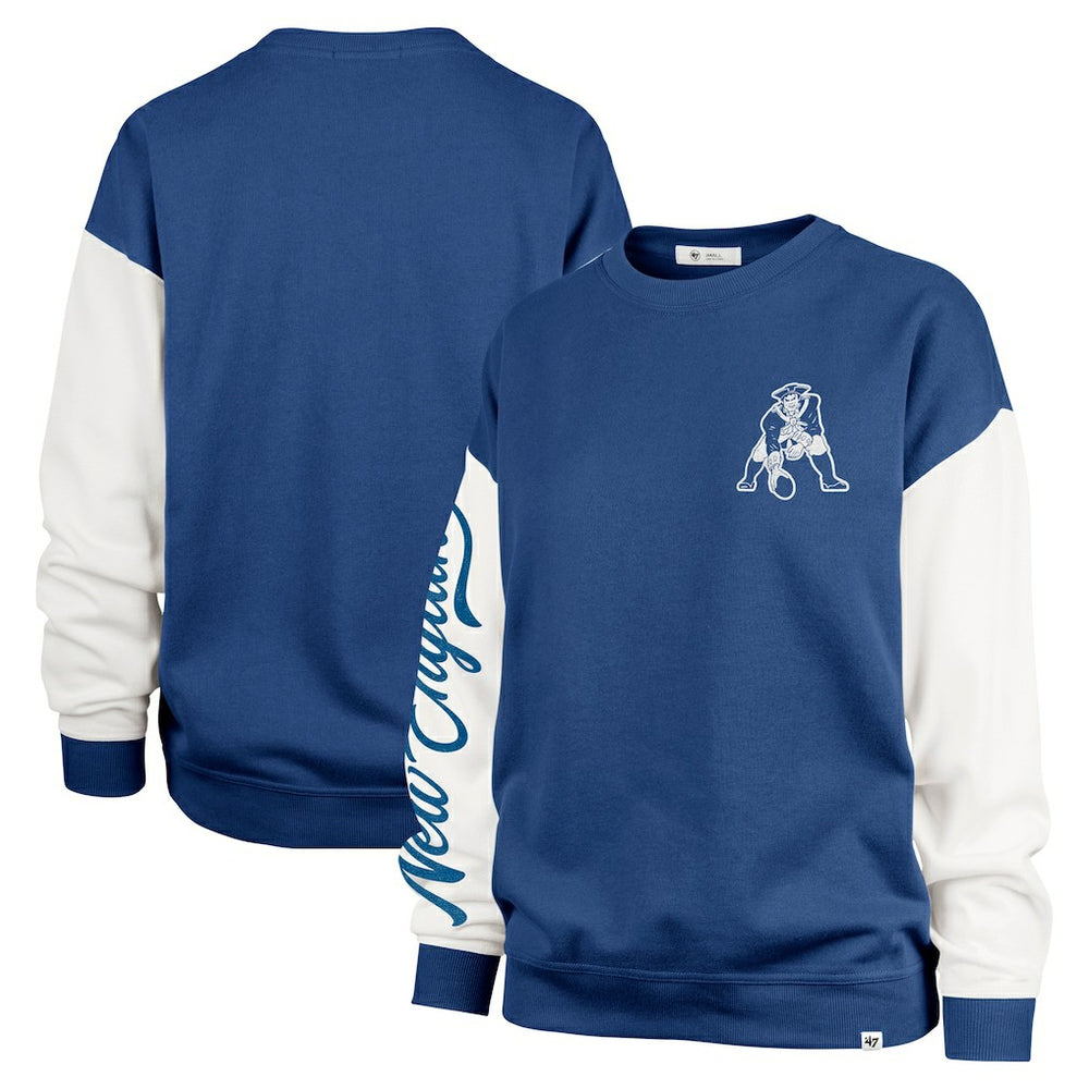 New England Patriots '47 Women's Double Header Rise Andie Pullover Sweatshirt - Navy cheap