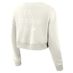 Philadelphia Eagles Women's Studio Tri-Blend Cropped Pullover Sweatshirt - Cream for sale