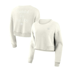 San Francisco 49ers Women's Studio Tri-Blend Cropped Pullover Sweatshirt - Cream discount