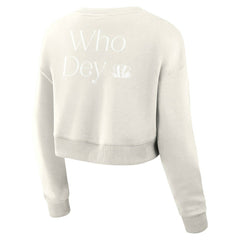 Cincinnati Bengals Women's Studio Tri-Blend Cropped Pullover Sweatshirt - Cream cheap