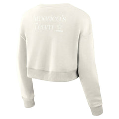 Dallas Cowboys Women's Studio Tri-Blend Cropped Pullover Sweatshirt - Cream sale