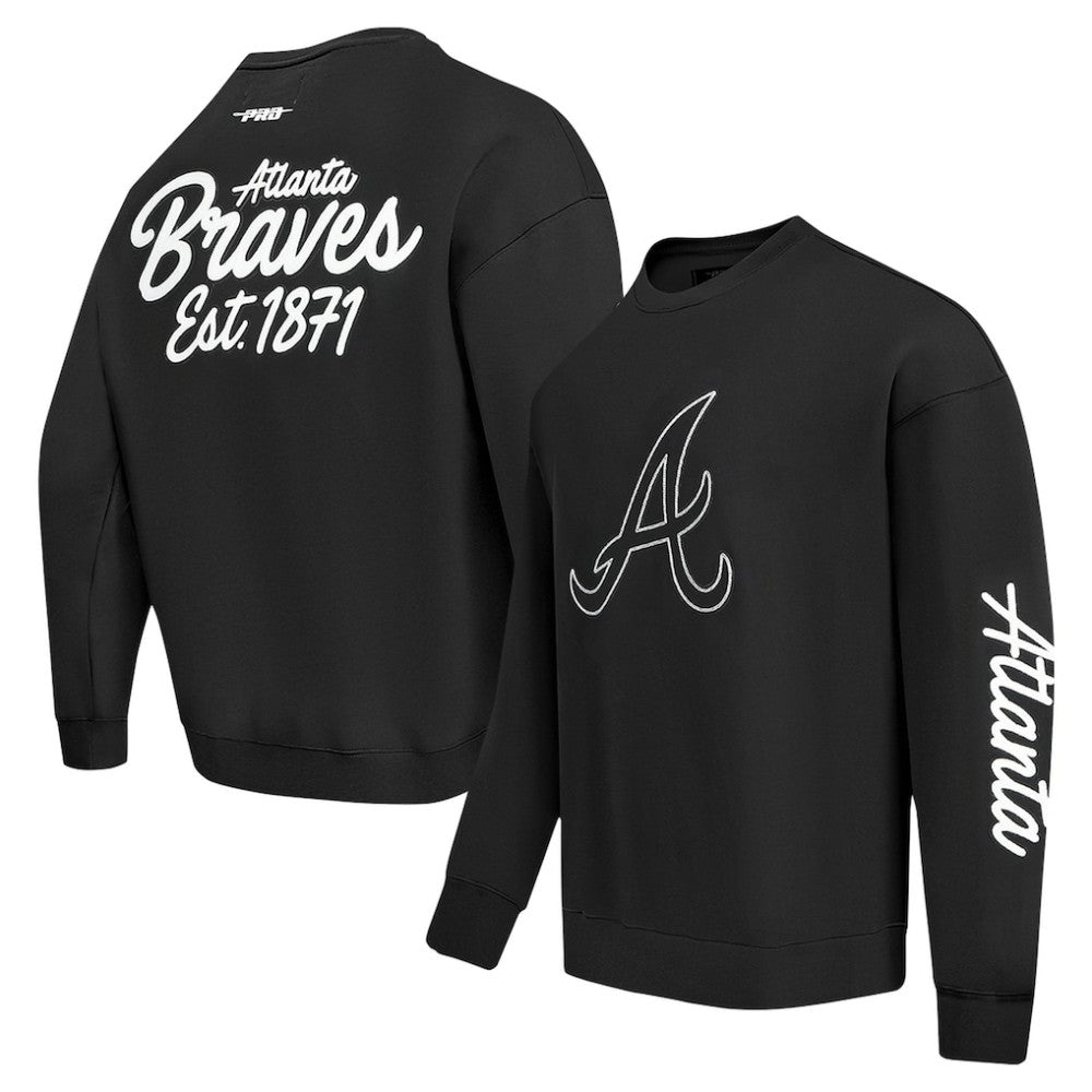 Atlanta Braves Pro Standard Paint The City Dropped Shoulder Pullover Sweatshirt Black