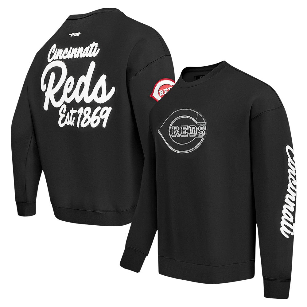 Cincinnati Reds Pro Standard Paint The City Dropped Shoulder Pullover Sweatshirt Black