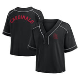 St. Louis Cardinals Women's Oversized Champ Game Cropped V-Neck T-Shirt Black
