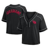 Cleveland Guardians Women's Oversized Champ Game Cropped V-Neck T-Shirt Black