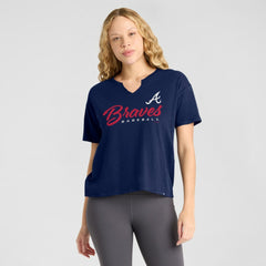 Atlanta Braves Women's Fan Fave Stadium Slub Boxy T-Shirt Navy