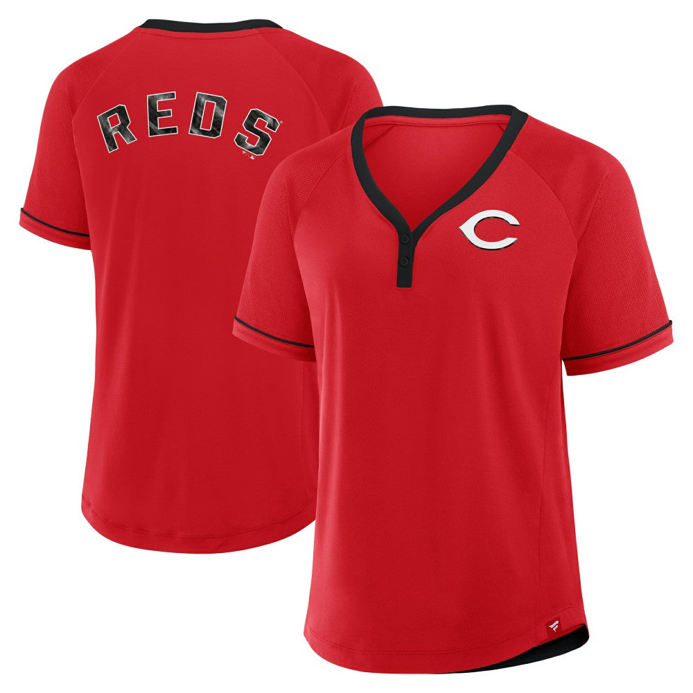 Cincinnati Reds Women's League Diva Star Raglan V-Neck T-Shirt Red