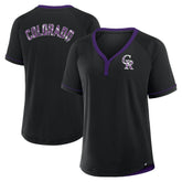 Colorado Rockies Women's League Diva Star Raglan V-Neck T-Shirt Black