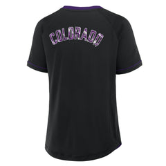 Colorado Rockies Women's League Diva Star Raglan V-Neck T-Shirt Black