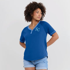Kansas City Royals Women's League Diva Star Raglan V-Neck T-Shirt Royal