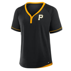 Pittsburgh Pirates Women's League Diva Star Raglan V-Neck T-Shirt Black
