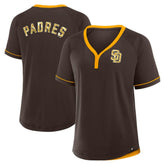 San Diego Padres Women's League Diva Star Raglan V-Neck T-Shirt Brown
