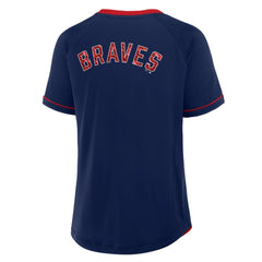 Atlanta Braves Women's League Diva Star Raglan V-Neck T-Shirt Navy