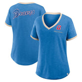 Atlanta Braves Women's Binge Worthy Stadium Slub V-Neck T-Shirt Royal