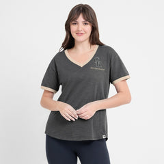 Colorado Rockies Women's Binge Worthy Stadium Slub V-Neck T-Shirt Black