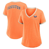 Houston Astros Women's Binge Worthy Stadium Slub V-Neck T-Shirt Orange