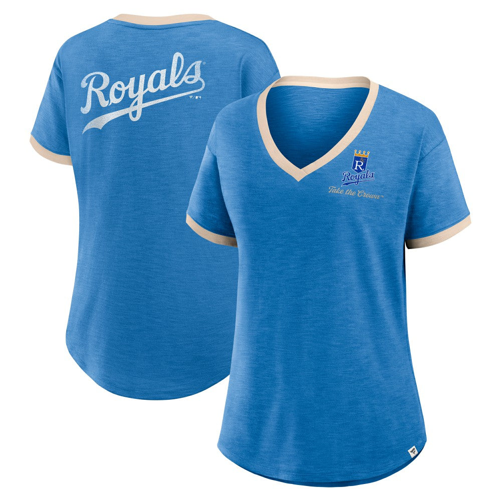 Kansas City Royals Women's Binge Worthy Stadium Slub V-Neck T-Shirt Royal