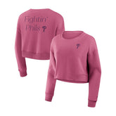 Philadelphia Phillies Women's Studio Cropped Pullover Sweatshirt Pink