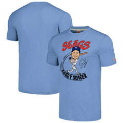 Corey Seager Texas Rangers Homage Caricature Player Tri-Blend T-Shirt Light Blue