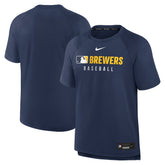 Milwaukee Brewers Authentic Collection Pregame Raglan Dri-FIT T-Shirt Navy