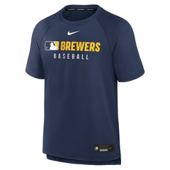 Milwaukee Brewers Authentic Collection Pregame Raglan Dri-FIT T-Shirt Navy