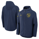 Milwaukee Brewers Authentic Collection Raglan Performance Full-Zip Jacket Navy