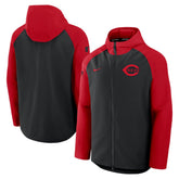 Cincinnati Reds Authentic Collection Raglan Performance Full-Zip Jacket Black/Red