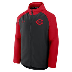 Cincinnati Reds Authentic Collection Raglan Performance Full-Zip Jacket Black/Red