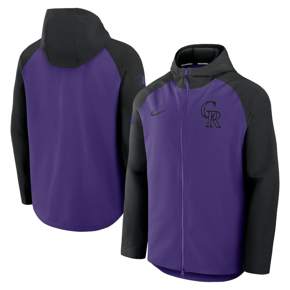 Colorado Rockies Authentic Collection Raglan Performance Full-Zip Jacket Purple/Black