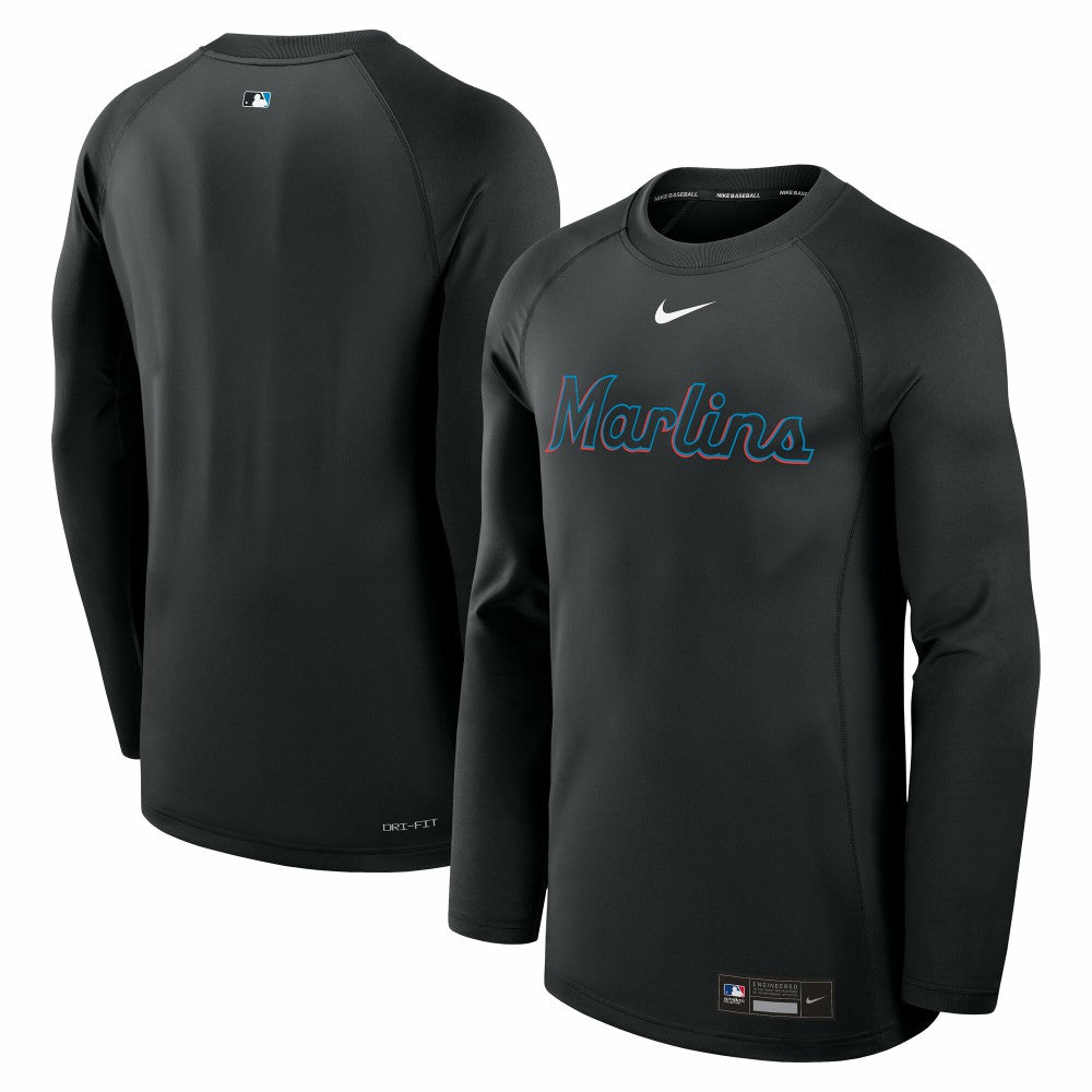 Miami Marlins Authentic Collection Game Time Raglan Dri-FIT Long Sleeve T-Shirt Black
