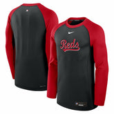 Cincinnati Reds Authentic Collection Game Time Raglan Dri-FIT Long Sleeve T-Shirt Black/Red