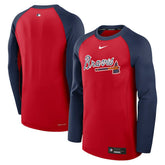 Atlanta Braves Authentic Collection Game Time Raglan Dri-FIT Long Sleeve T-Shirt Red/Navy
