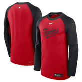 Minnesota Twins Authentic Collection Game Time Raglan Dri-FIT Long Sleeve T-Shirt Red/Navy