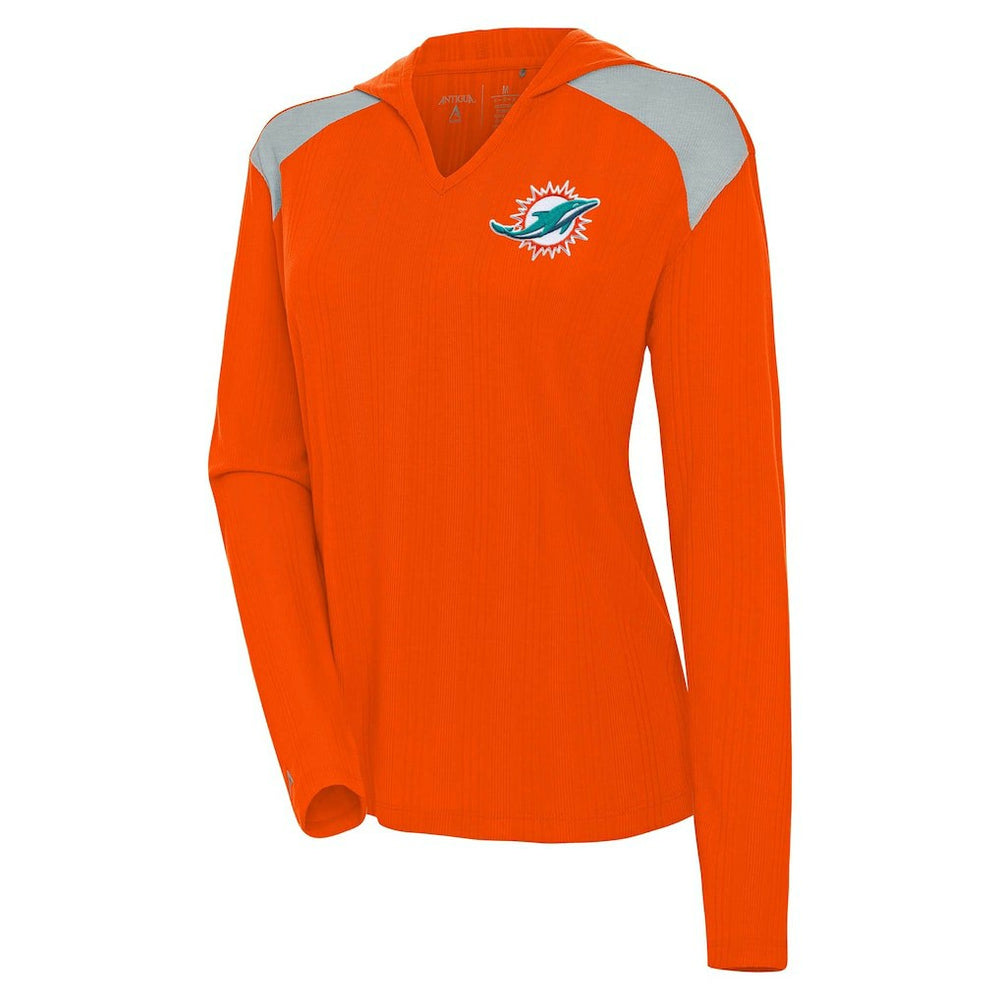Miami Dolphins Antigua Women's Opulent Long Sleeve Hoodie T-Shirt - Orange outlet