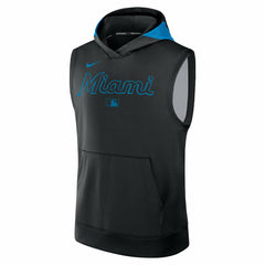 Miami Marlins Authentic Collection Dri-FIT Sleeveless Hoodie Black