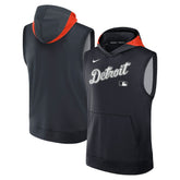 Detroit Tigers Authentic Collection Dri-FIT Sleeveless Hoodie Navy