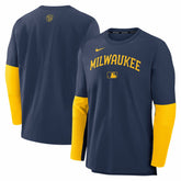 Milwaukee Brewers Authentic Collection Player Dri-FIT Lightweight Pullover Navy/Gold