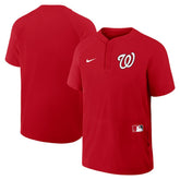 Washington Nationals Authentic Collection Raglan Short Sleeve Windshirt Red