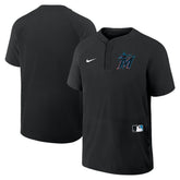 Miami Marlins Authentic Collection Raglan Short Sleeve Windshirt Black