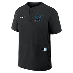 Miami Marlins Authentic Collection Raglan Short Sleeve Windshirt Black