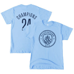 Manchester City 1863FC Youth 2024 Premier League Champions T-Shirt - Sky Blue on sale