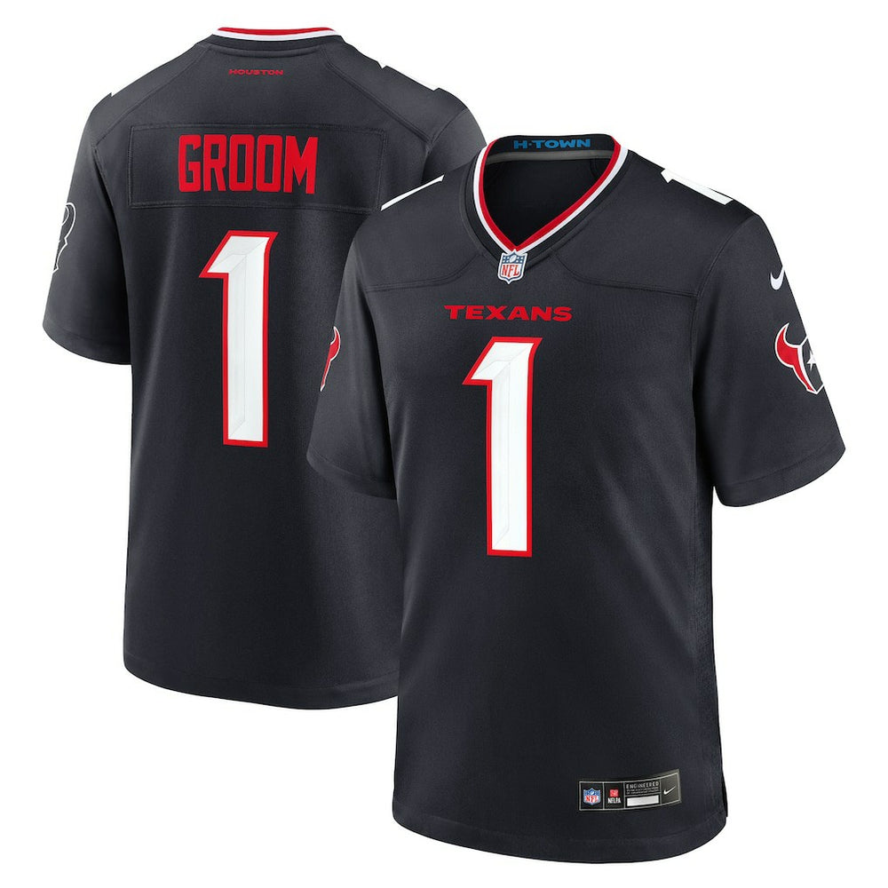 Number 1 Groom Houston Texans Game Jersey - Navy cheap