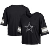 Dallas Cowboys '47 Women's Double Header Scout Cropped V-Neck T-Shirt - Navy discount
