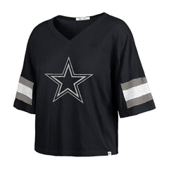 Dallas Cowboys '47 Women's Double Header Scout Cropped V-Neck T-Shirt - Navy discount