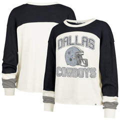 Dallas Cowboys '47 Women's Double Header Curve Raglan Long Sleeve Crop Top - Cream online