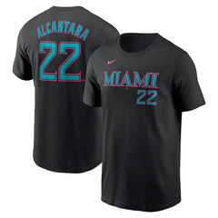 Sandy Alcantara Miami Marlins 2025 City Connect Fuse Name & Number T-Shirt Black