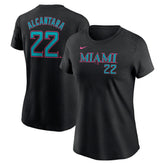 Sandy Alcantara Miami Marlins Women's 2025 City Connect Fuse Name & Number T-Shirt Black